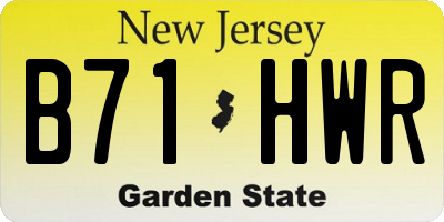 NJ license plate B71HWR