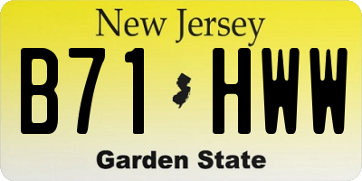 NJ license plate B71HWW