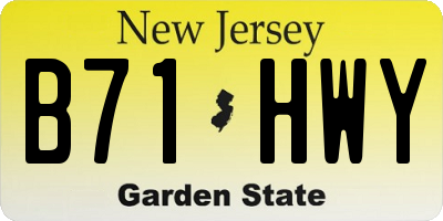 NJ license plate B71HWY