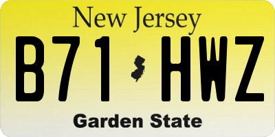 NJ license plate B71HWZ