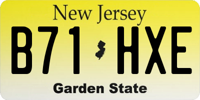 NJ license plate B71HXE