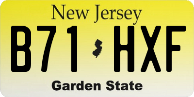 NJ license plate B71HXF
