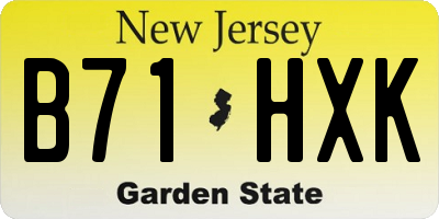 NJ license plate B71HXK