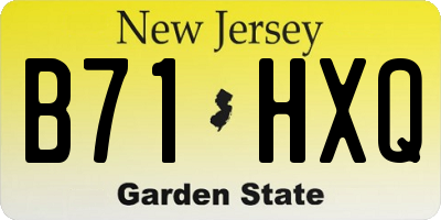 NJ license plate B71HXQ