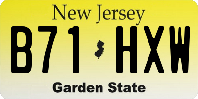 NJ license plate B71HXW