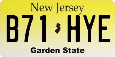 NJ license plate B71HYE