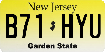 NJ license plate B71HYU