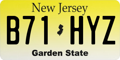 NJ license plate B71HYZ