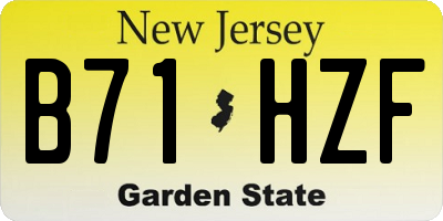 NJ license plate B71HZF