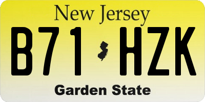 NJ license plate B71HZK