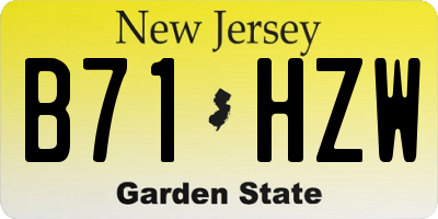 NJ license plate B71HZW