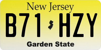 NJ license plate B71HZY