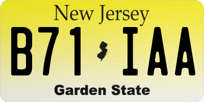 NJ license plate B71IAA