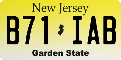 NJ license plate B71IAB