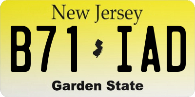 NJ license plate B71IAD