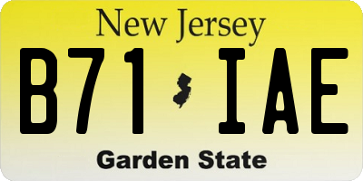 NJ license plate B71IAE