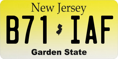 NJ license plate B71IAF
