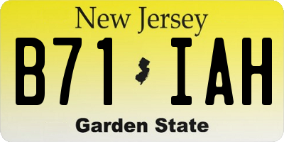 NJ license plate B71IAH
