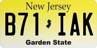 NJ license plate B71IAK