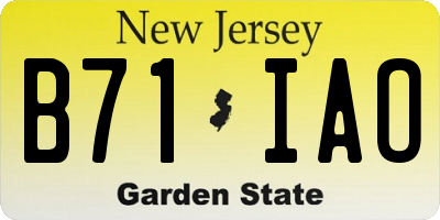 NJ license plate B71IAO