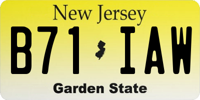 NJ license plate B71IAW