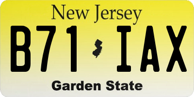 NJ license plate B71IAX