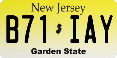 NJ license plate B71IAY