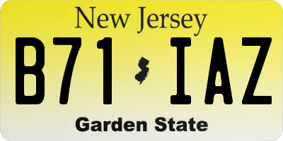 NJ license plate B71IAZ