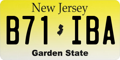 NJ license plate B71IBA