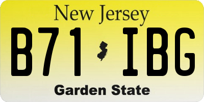 NJ license plate B71IBG