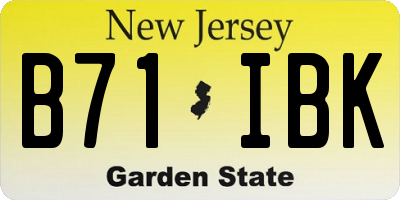 NJ license plate B71IBK