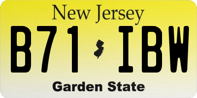 NJ license plate B71IBW