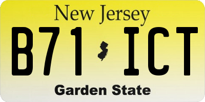 NJ license plate B71ICT