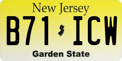 NJ license plate B71ICW