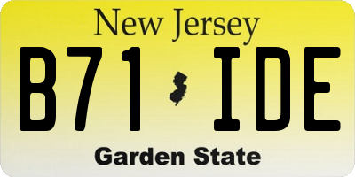 NJ license plate B71IDE