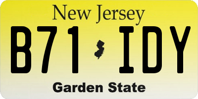 NJ license plate B71IDY