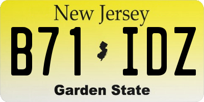 NJ license plate B71IDZ