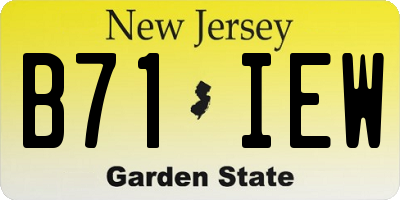 NJ license plate B71IEW