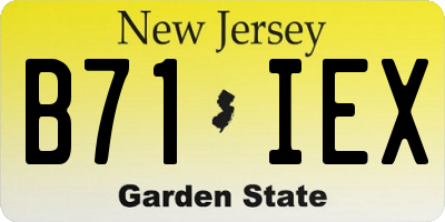 NJ license plate B71IEX