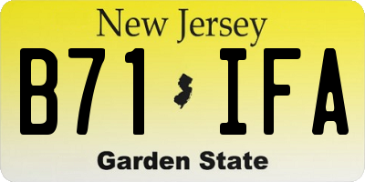 NJ license plate B71IFA