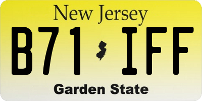 NJ license plate B71IFF
