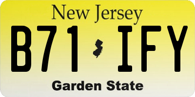 NJ license plate B71IFY