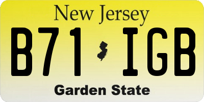 NJ license plate B71IGB
