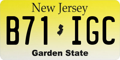 NJ license plate B71IGC