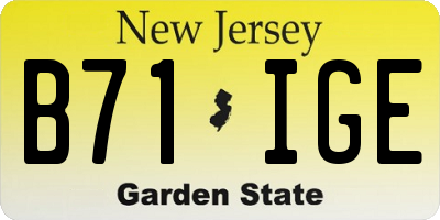 NJ license plate B71IGE