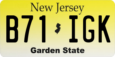 NJ license plate B71IGK