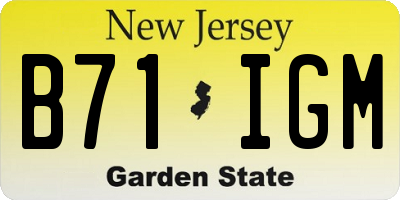 NJ license plate B71IGM