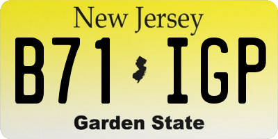 NJ license plate B71IGP