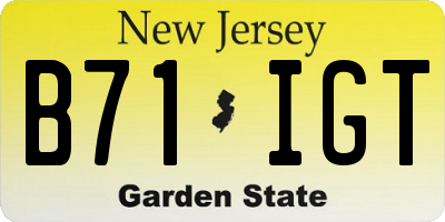 NJ license plate B71IGT