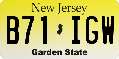 NJ license plate B71IGW